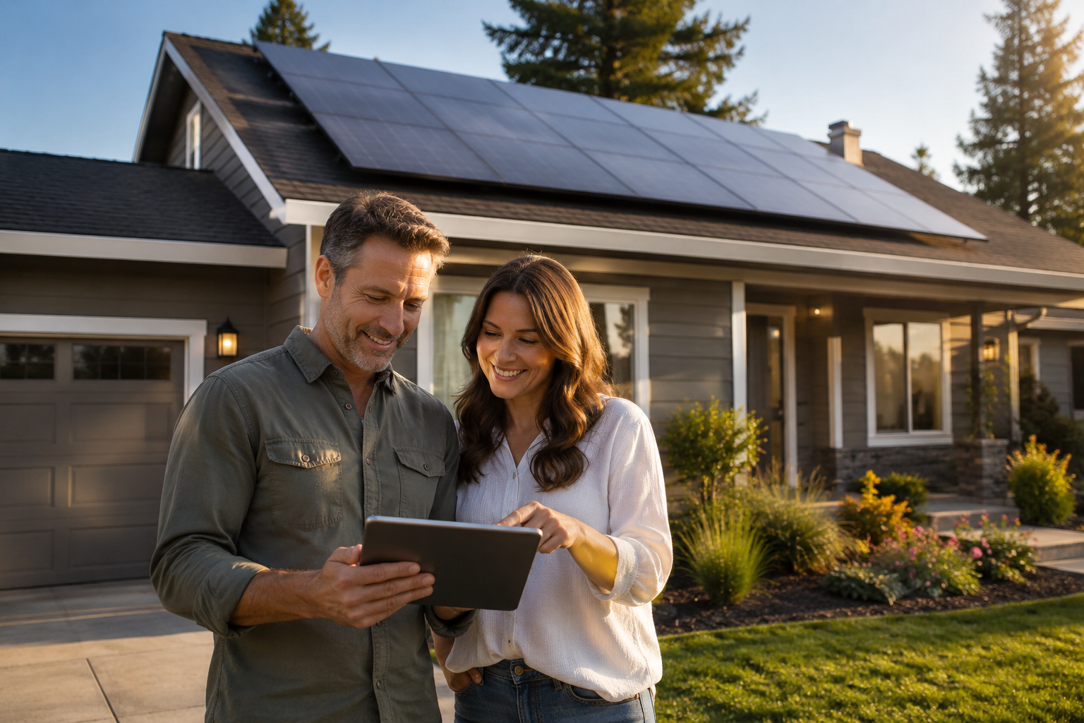 Solar panels on residential roof